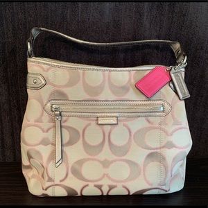 Coach Daisy Outline Metallic Hobo Bag